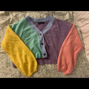Color Block Button-up Sweater